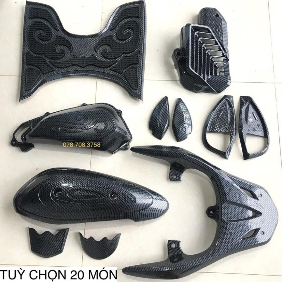 Ốp bảo vệ xe SH MODE 2020-2023 vân cacbon đen. Hàng loại 1