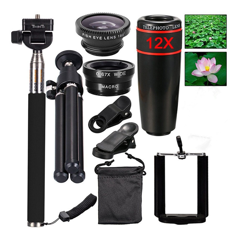 Điện Thoại Lens 10 Một 8X12X Tele Cho Điện Thoại Di Động Đa Năng Ống Kính 12 Lần So Với Ống Nhòm Hai Mắt Góc Rộng Chụ