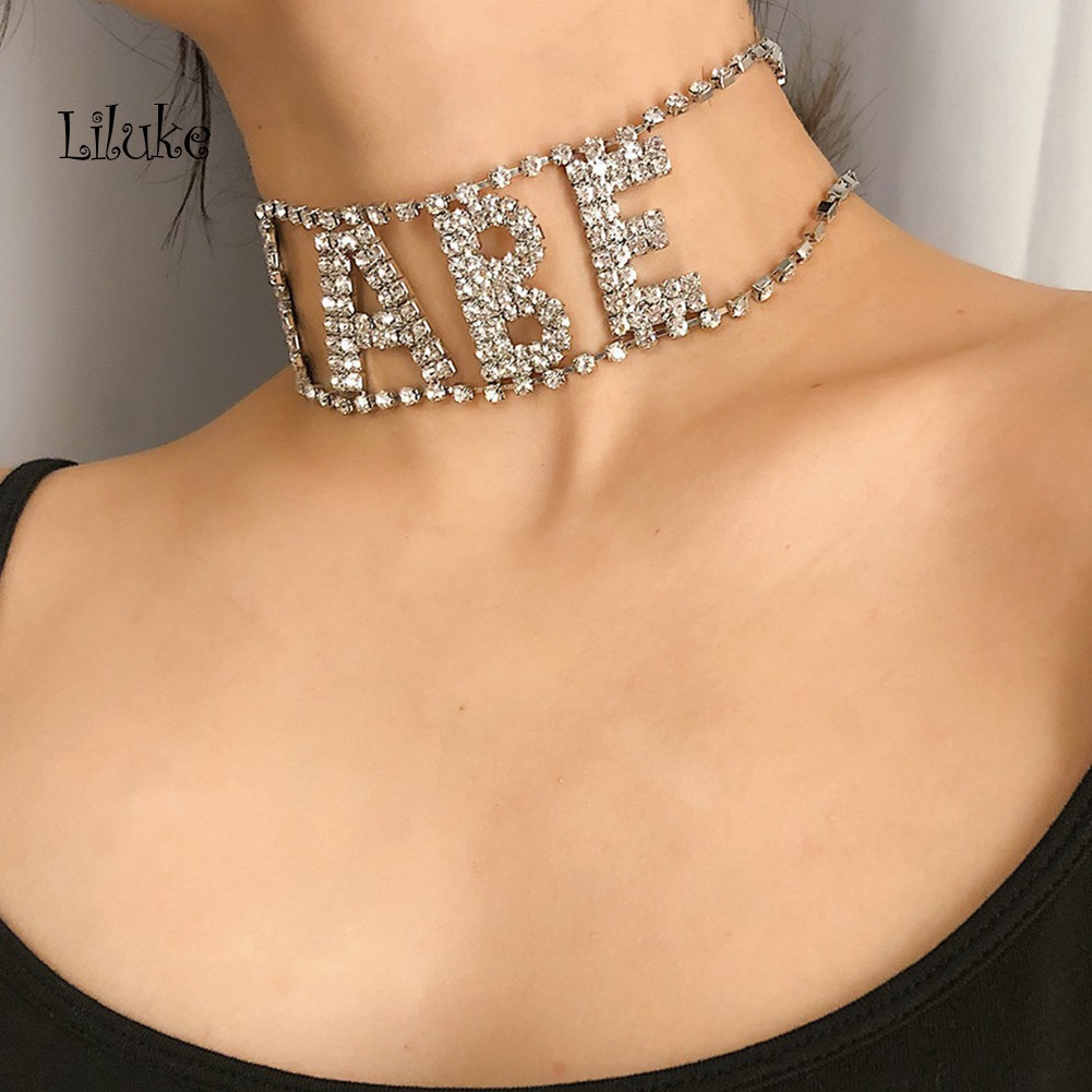 Vòng Cổ Choker Hợp Kim Mạ Vàng Trang Trí Chữ Babe Đính Đá Sang Trọng Cho Nữ