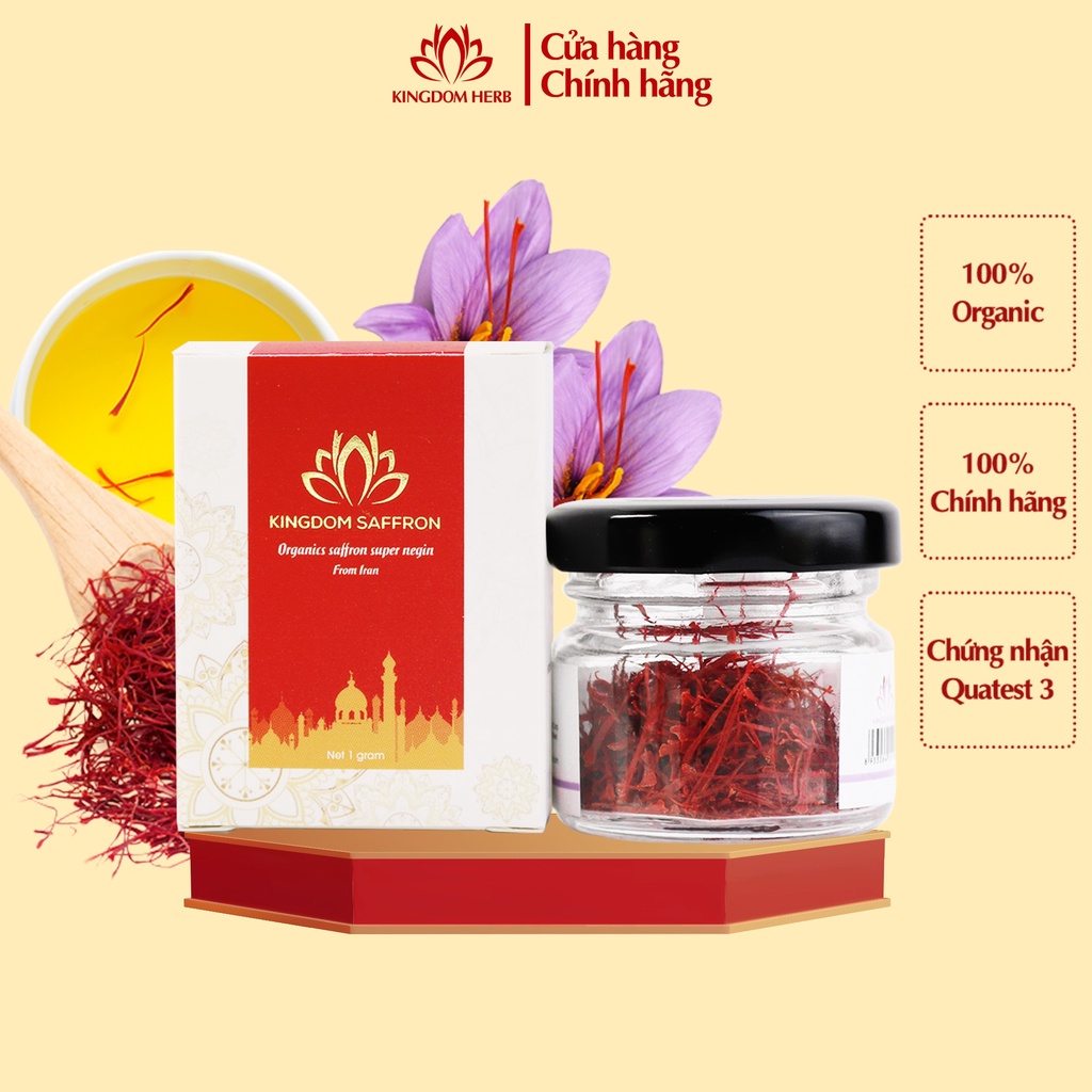 Nhụy hoa nghệ tây saffron Kingdom Herb Iran chính hãng loại thượng hạng hộp 1 gram - KQ