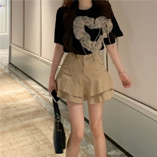 UIOWOO  Set Áo Sơ Mi Ngắn Tay + Chân Váy Ngắn Thời Trang Nữ