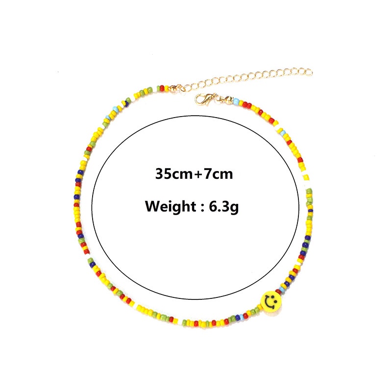 Vòng Cổ Đính Hình Mặt Cười Và Hạt Đủ Màu Năng Động