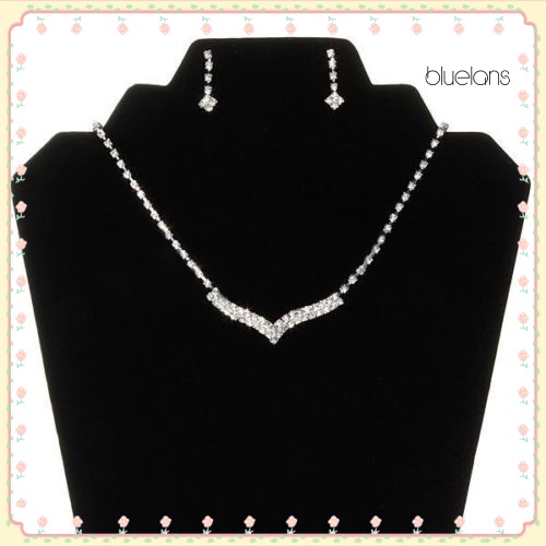 Bộ Vòng cổ + Bông Tai Đính Đá Thời Trang Cho Nữ