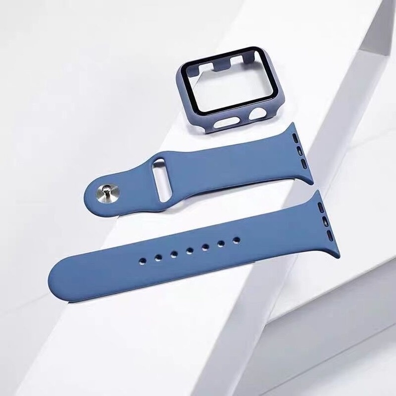 Bộ Dây Đeo + Kính Cường Lực Cho Đồng Hồ Thông Minh Apple Watch 38 40 42 44 mm Iwatch Series Se 6 5 4 3