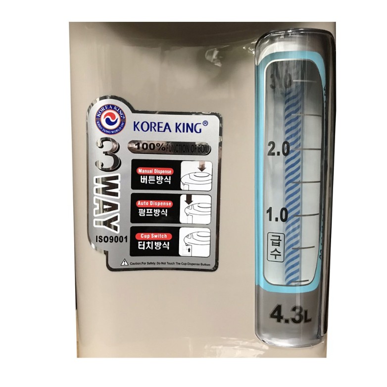 Bình thủy điện Korea King KBM-43E 4,3L - Công suất 750w -  Nút bấm điện tử - Ruột bình chống dính - Bảo hành 1 năm