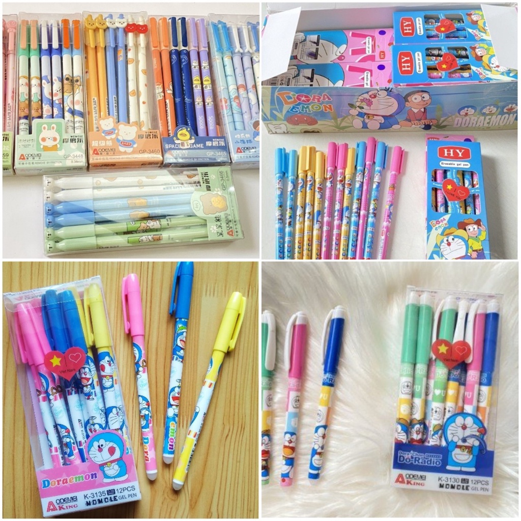 Sỉ 12 hộp (144 cây) bút gel bôi xoá được mực xanh tím