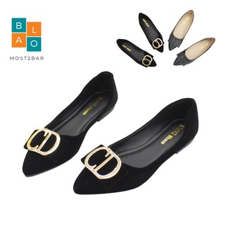Giày đế bằng mũi nhọn chất da cao cấp đi êm chân chống trượt SHL005, giày búp bê đế bệt