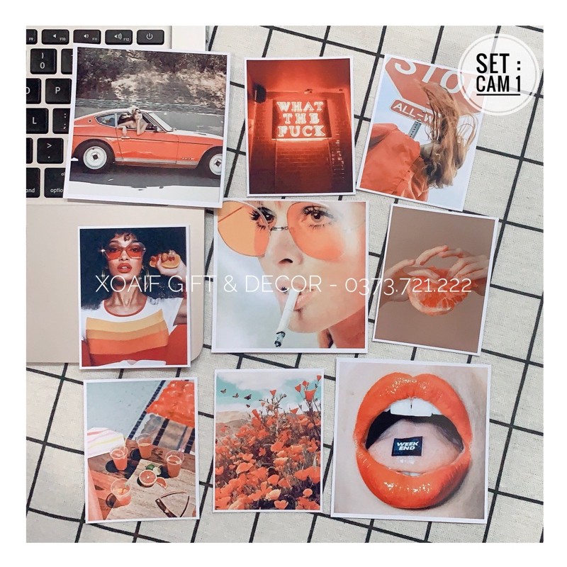 [ FreeShip ] Set 9 tấm postcard màu cam phong cách vintage nổi bật