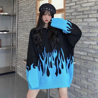 Áo len unisex họa tiết lửa [hàng order]