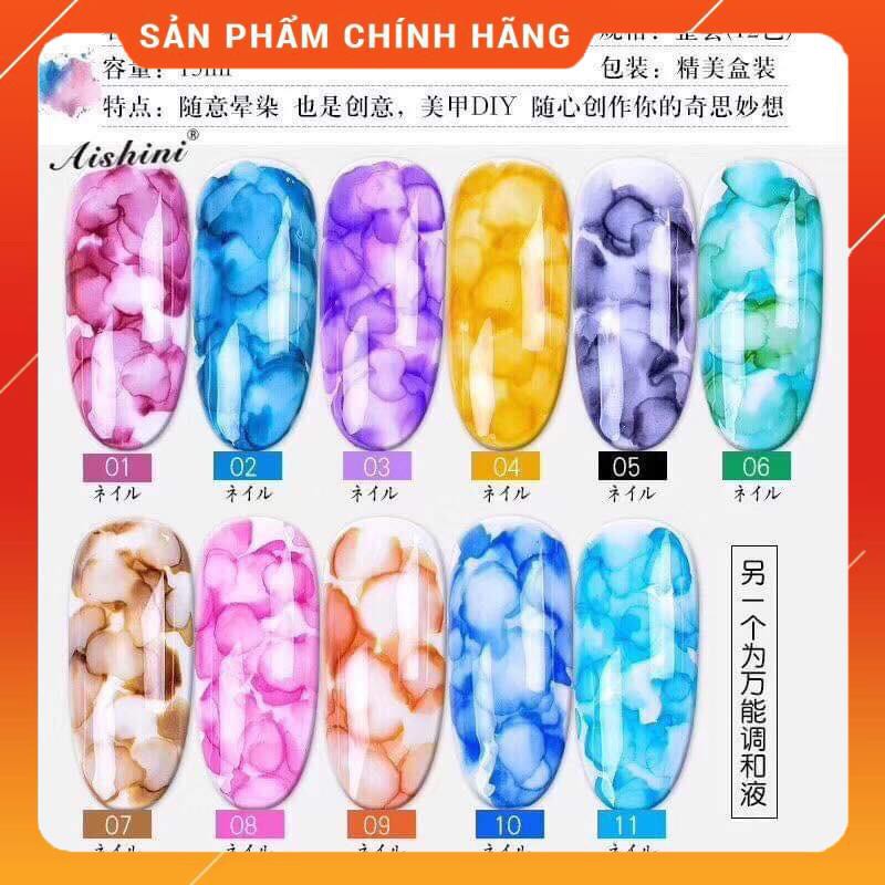 Sét Gel Loang Aishini 12 Màu Loang Đẹp Quyến Rũ - 1 Bộ