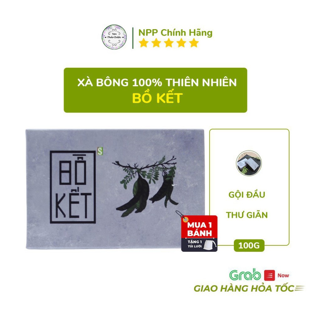 Xà Phòng Xà bông Bồ Kết Organic Sạch Mát Da Sát Khuẩn Gội ĐầuDạng Sáp 100gr Hàng Chính Hãng - tuancase75