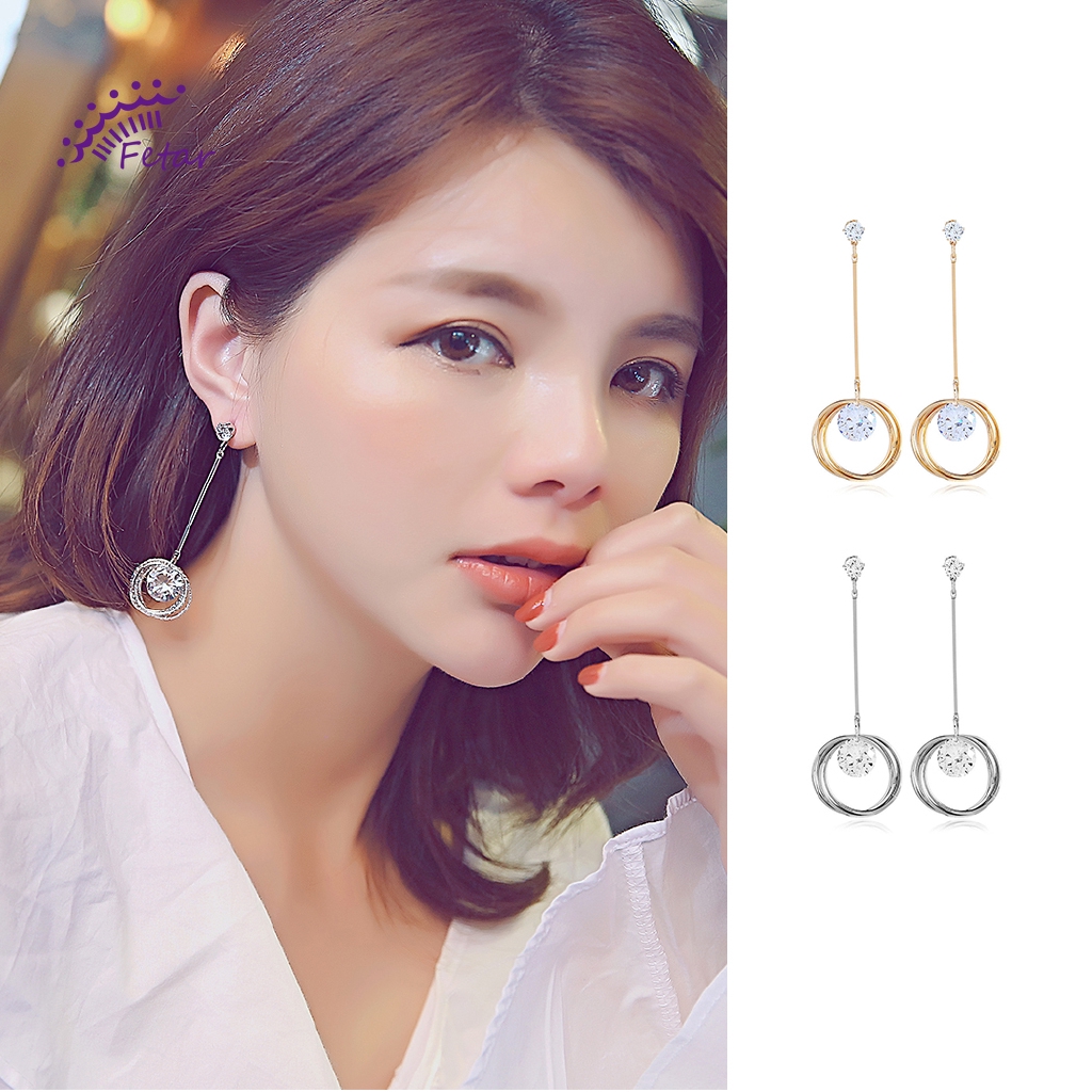 Bông Tai Đính Đá Zircon Siêu Sáng Cho Nữ