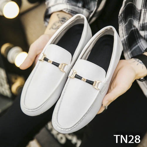 Giày Da Nam Cao Cấp Da Trơn Đai Ngang Phong Cách Hàn Quốc [ Màu Trắng - TN28] [Anna.SHop 18]