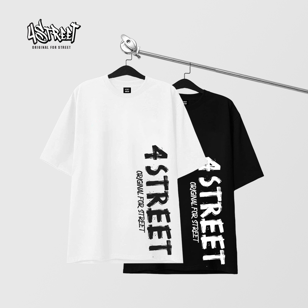 Áo thun tay lỡ nam nữ unisex, phông form rộng oversize 100% Cotton đen trắng 4ST-T05 4Street