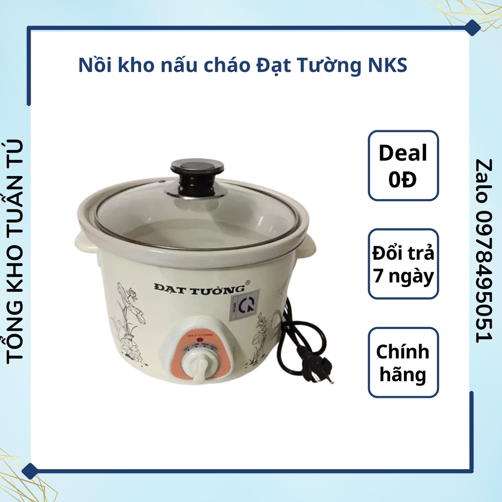 Nồi nấu chậm Đạt Tường NKS 1.5 lõi sứ đa năng tiện dụng  - hàng cao cấp chính hãng