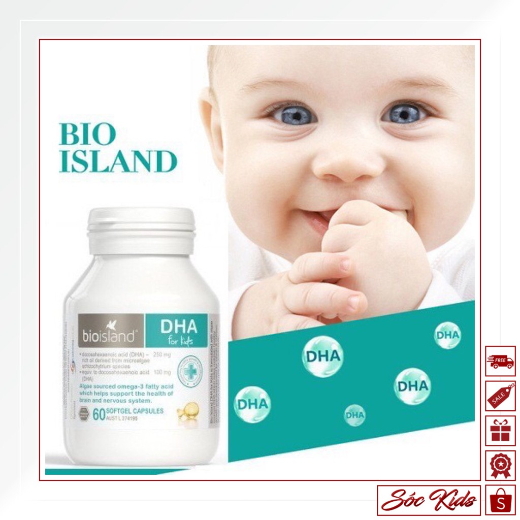 [Mẫu Mới ] DHA Bioisland Úc - Viên Uống Bổ Sung DHA Toàn Diện Cho Bé [60 Viên]