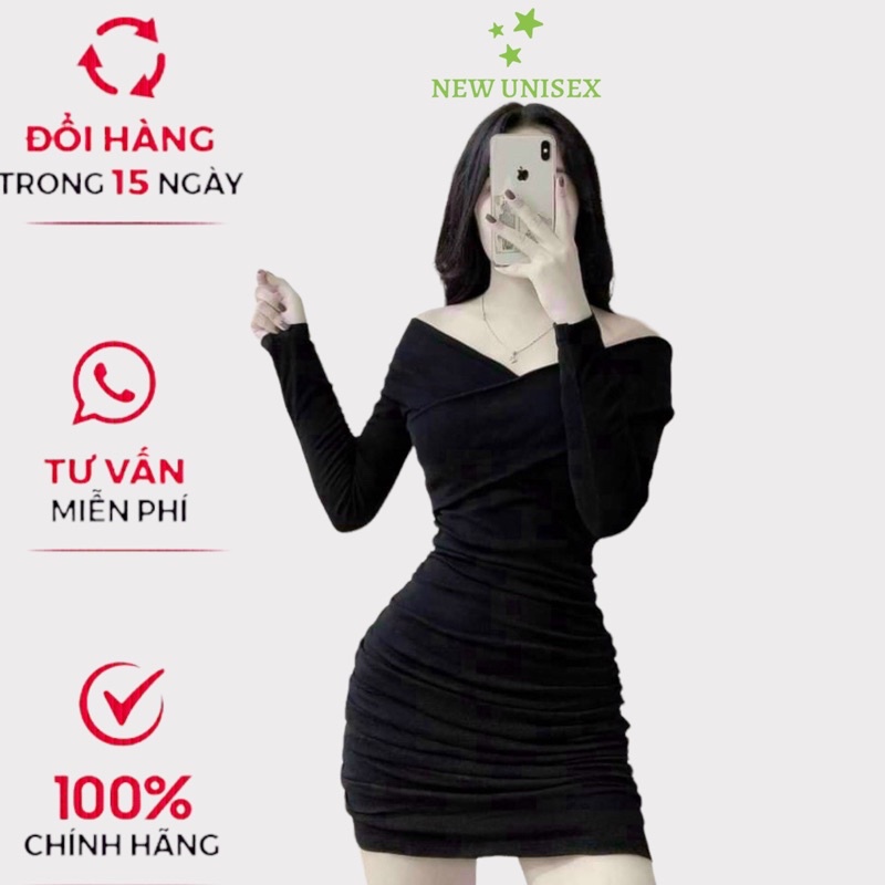Đầm Body Nữ Cổ Tim Trễ Vai Màu Đen Tôn Dáng Phù Hợp Đi Tiệc, Đi Chơi, Dạo Phố [NEW UNISEX]