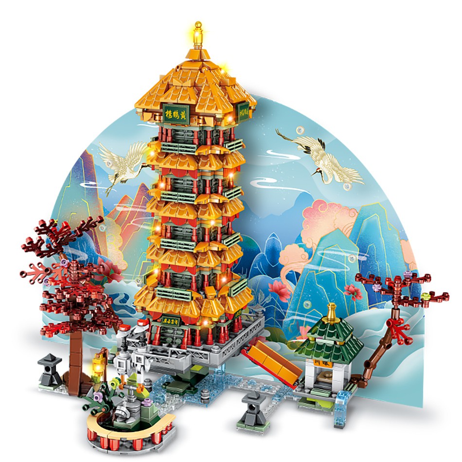 Đồ Chơi Lắp Ráp Mô Hình Tòa Tháp / Pavilion Of Prince Teng Màu Vàng Cho Trẻ Em