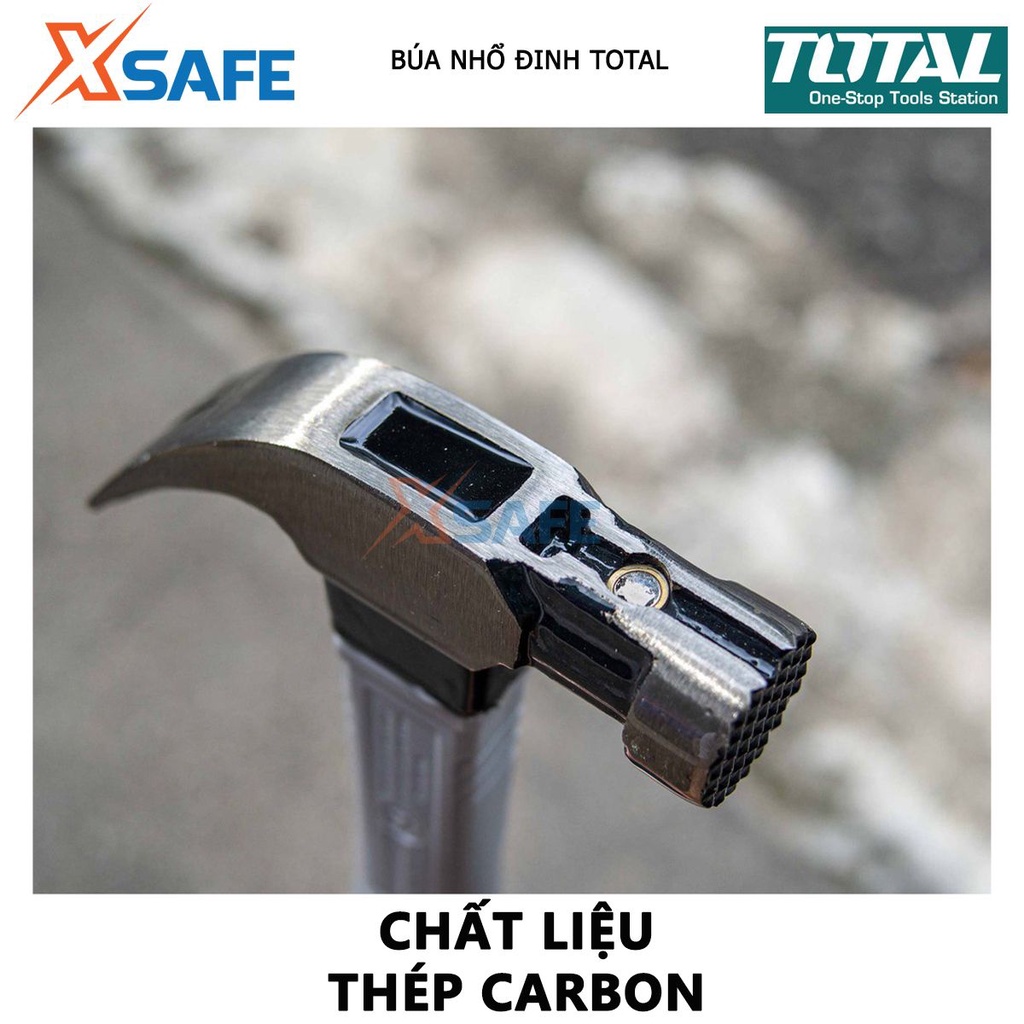 Búa nhổ đinh TOTAL Búa cầm tay trọng lượng 220g- 450g thép carbon 45#, đầu búa được tôi luyện chịu nhiệt - Chính hãng