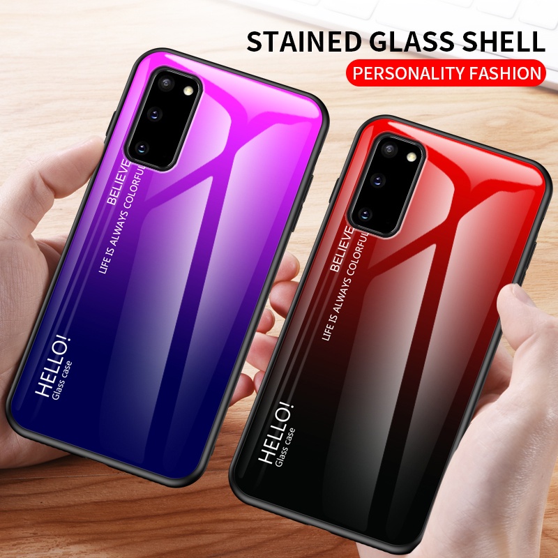 Ốp điện thoại cường lực khung silicone cho Samsung Galaxy S20 FE S20 Ultra S20 Plus Note 20 Ultra M51 M31S
