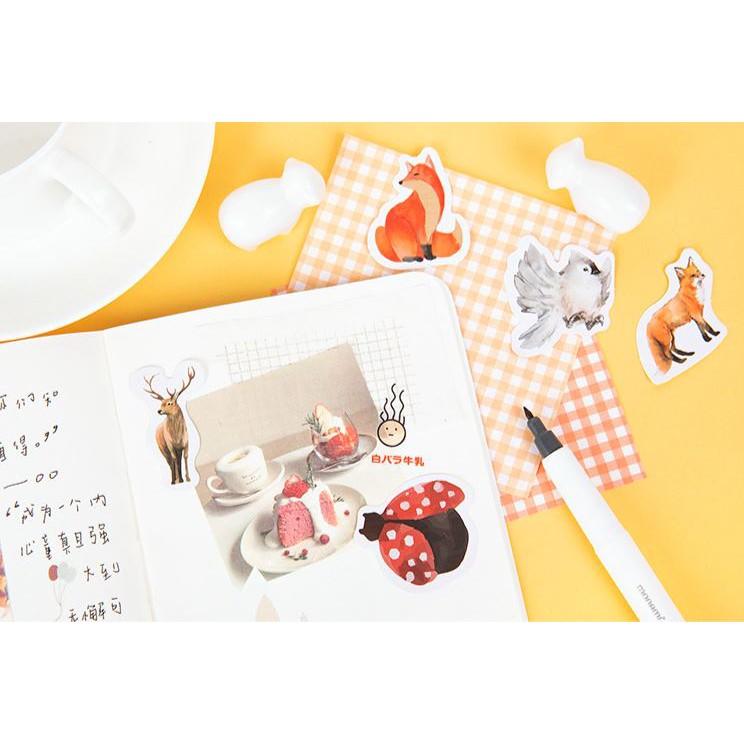 Bộ 46 Sticker Hàn Quốc hình động vật xinh dán trang trí E30