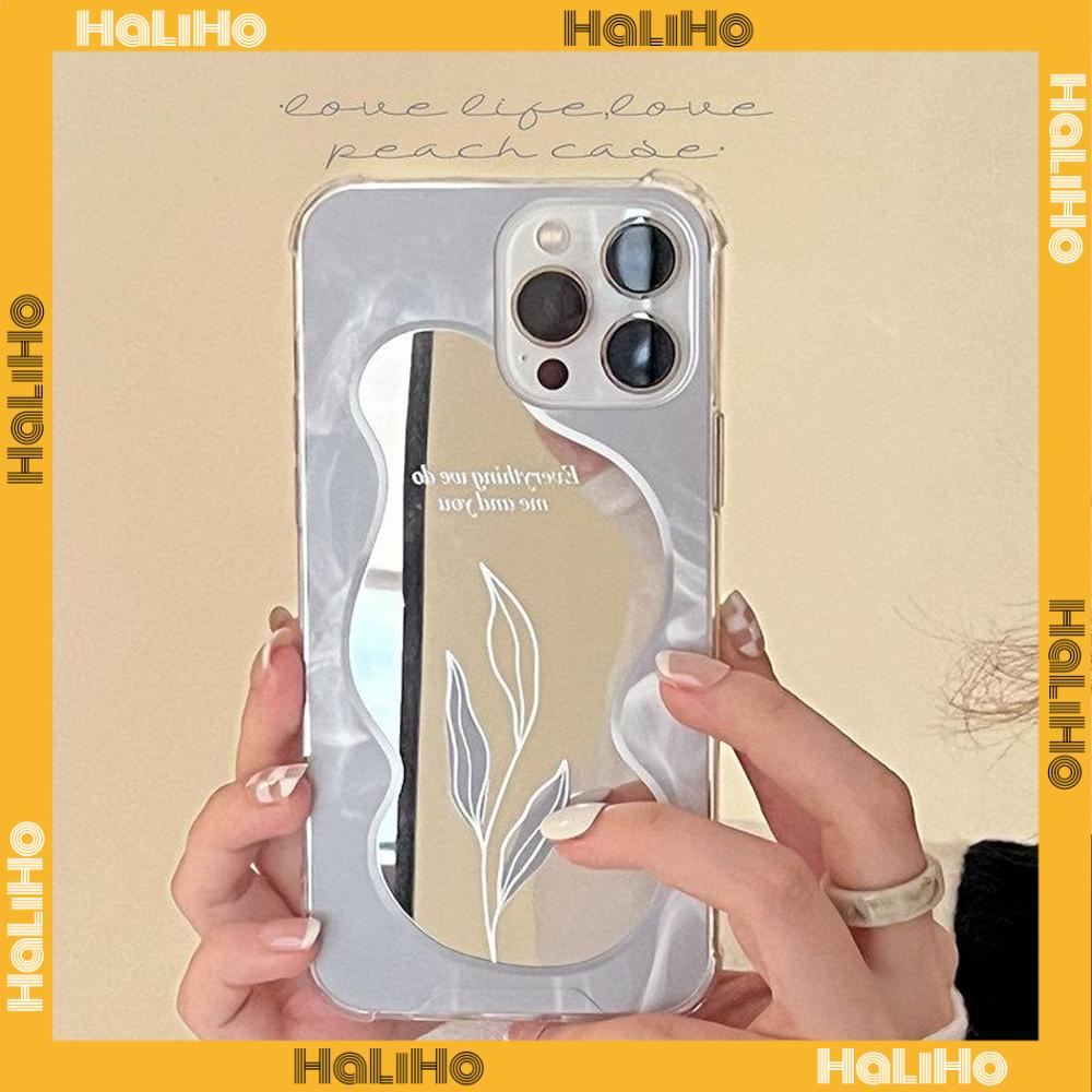 iPhone Case Acrylic HD Makeup Mirror Airbag Shockproof Protection Camera Flowers Leaves Compatible For iPhone 11 iPhone 13 Pro Max iPhone 12 Pro Max iPhone 7 Plus iPhone xr