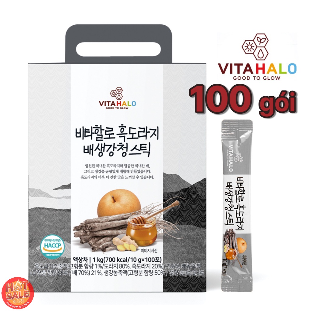 100 gói / Nước ép gừng lê rễ cát cánh đen VitaHalo Korea / Made in Korea