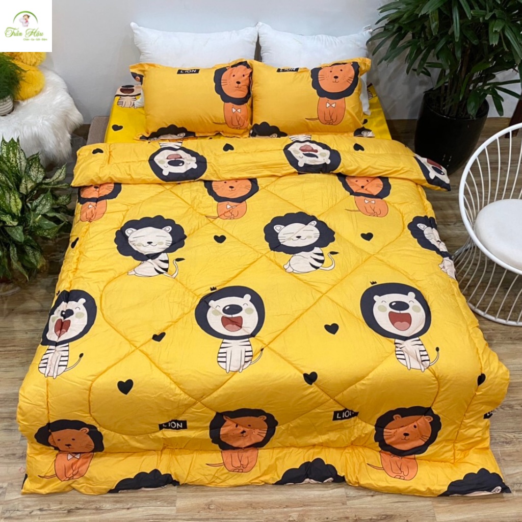 Chăn phao siêu nhẹ cực ấm,đã có ruột bông liền vải cotton poly, họa tiết sinh động