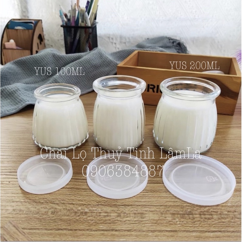 Hũ Thuỷ Tinh Sữa Chua Sọc Nắp Nhựa 100ML 150ML 200ML