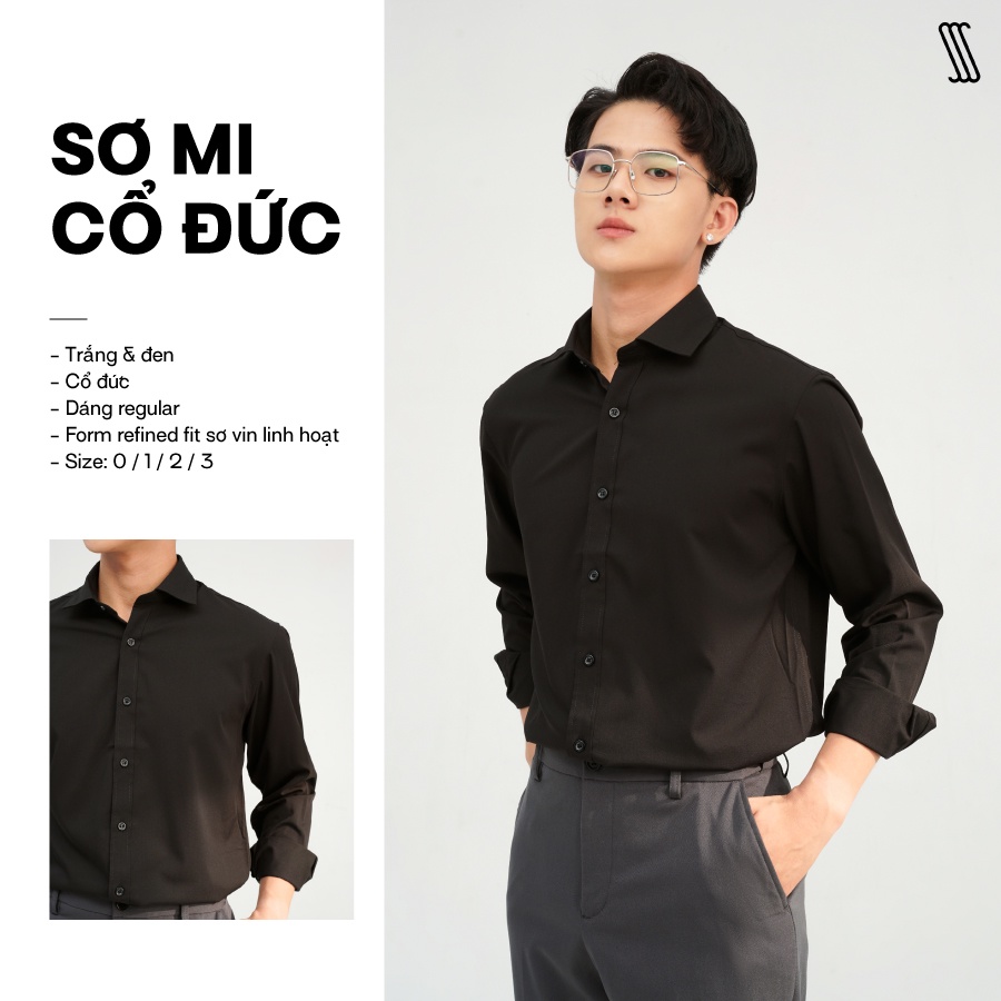 Áo sơ mi dài tay nam chống nhăn xù SSSTUTTER bamboo thoáng mát dáng refined fit sơ vin linh hoạt COLLAR SHIRT