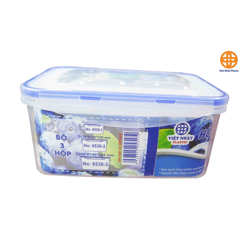 Bộ 3 Hộp Đựng Thực Phẩm Tủ Lạnh Nhựa Việt Nhật Ms 6530