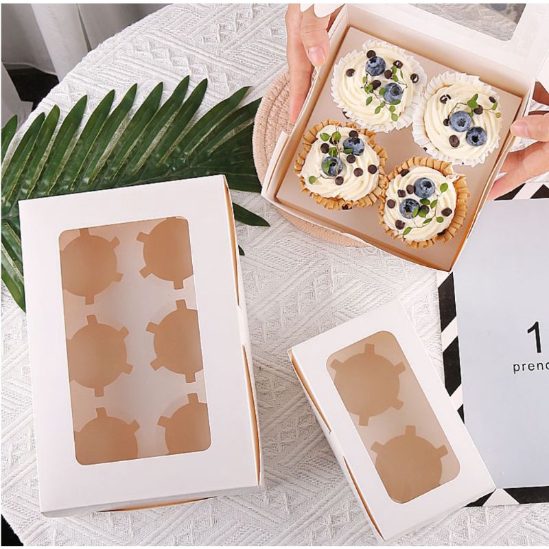 Set 10 HỘP 6 bánh CUPCAKE, đựng bánh quy, đựng bánh hạnh nhân, đựng kẹo Nougat