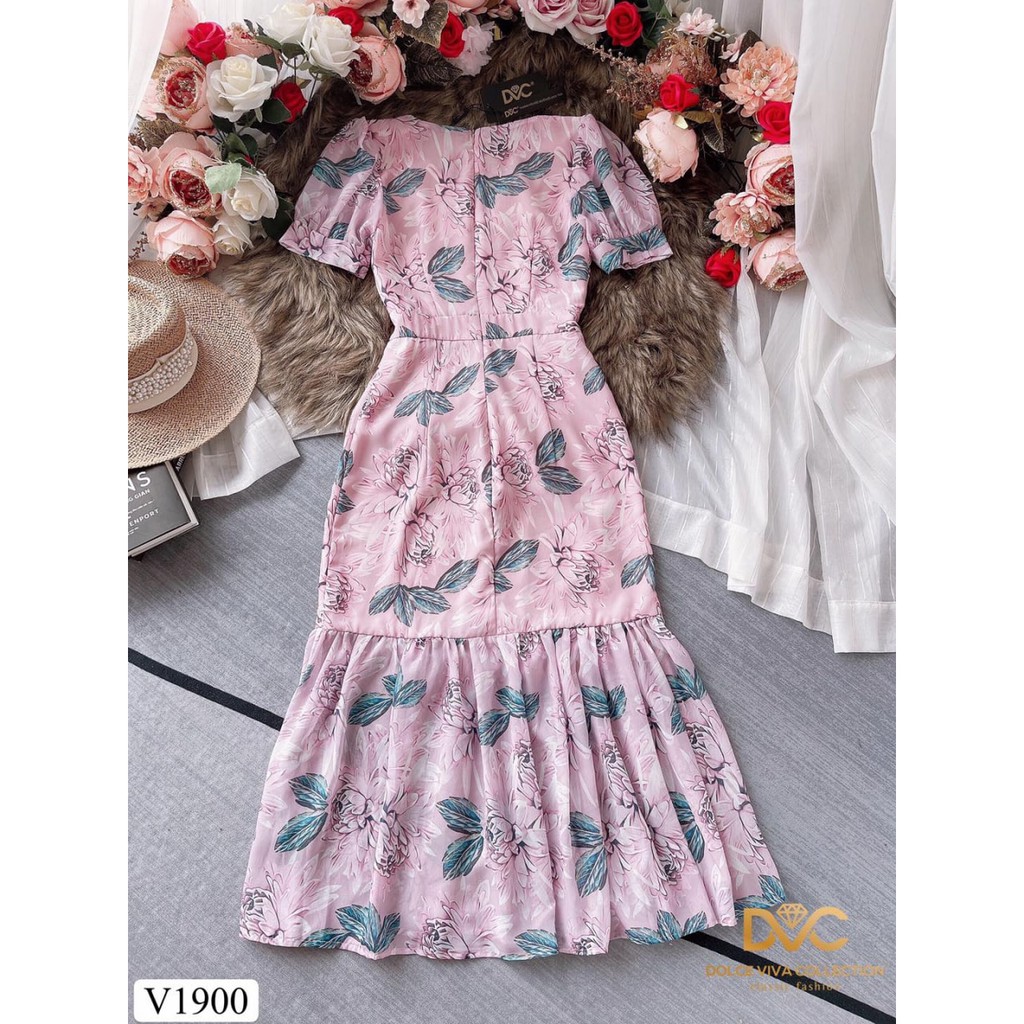 Váy đầm body hoa dáng đuôi cá chiết eo đính khuy sang trọng V1900 - Adelashop [kèm ảnh thật] | BigBuy360 - bigbuy360.vn