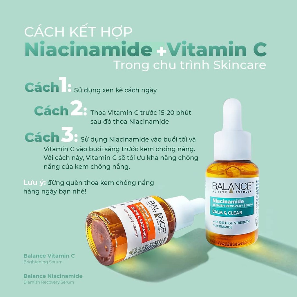 Combo serum ngừa mụn, giảm thâm và làm sáng da Balance Vitamin C và Niacinamide Serum 30ml/chai