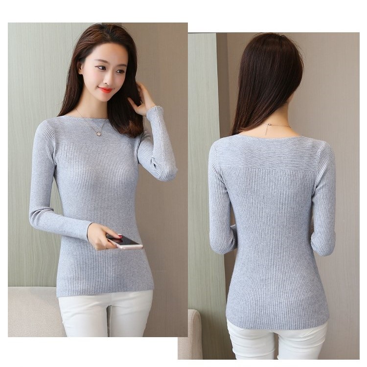 Áo Len Nữ Dài Tay Áo Kiểu Ôm Body Cổ Thuyền Chất Len Tăm Siêu Xinh