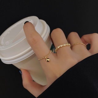 Set nhẫn nữ 3 chiếc basic màu vàng Gold Miênn