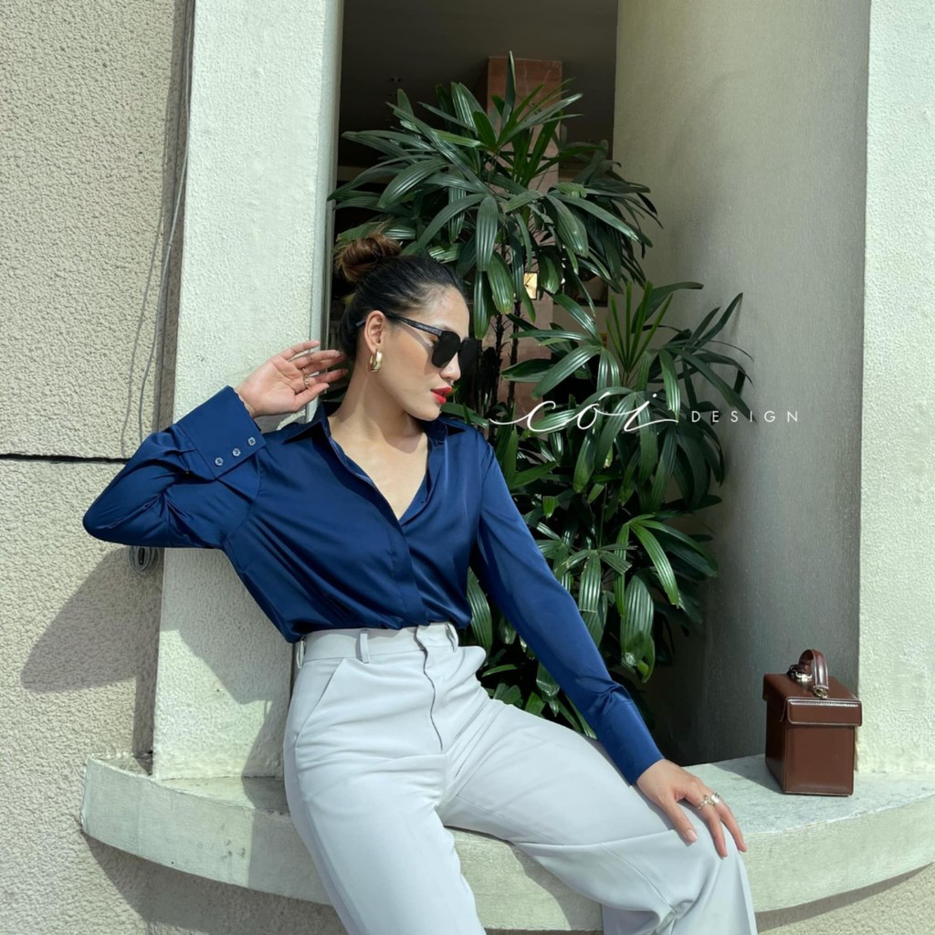 Áo sơ mi lụa satin Cói Design | BigBuy360 - bigbuy360.vn