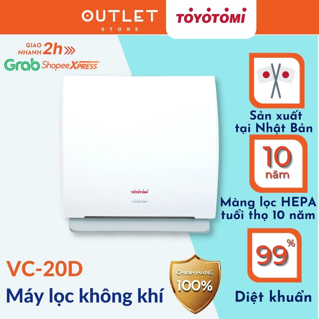 [Mã SKAMSALE03 giảm 10% đơn 200k] Máy lọc không khí gia đình TOYOTOMI AC-V20D , màng lọc HEPA nội địa Nhật Bản sử dụng 1