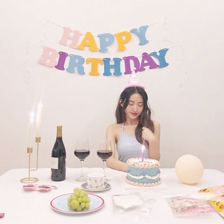 Dây Cờ Treo Happy Birthday Nhiều Màu Sắc Hàn Quốc trang trí sinh nhật