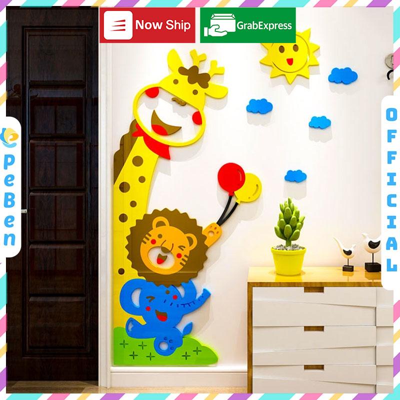 Tranh dán tường mica 3d decor khổ lớn hoạt hình các bạn thú nhỏ dễ thương Nhiều Size - EPeBen