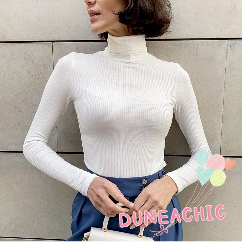 DUNEA Áo sweater dệt kim cổ lọ thời trang dành cho nữ với 23 màu sắc lựa chọn