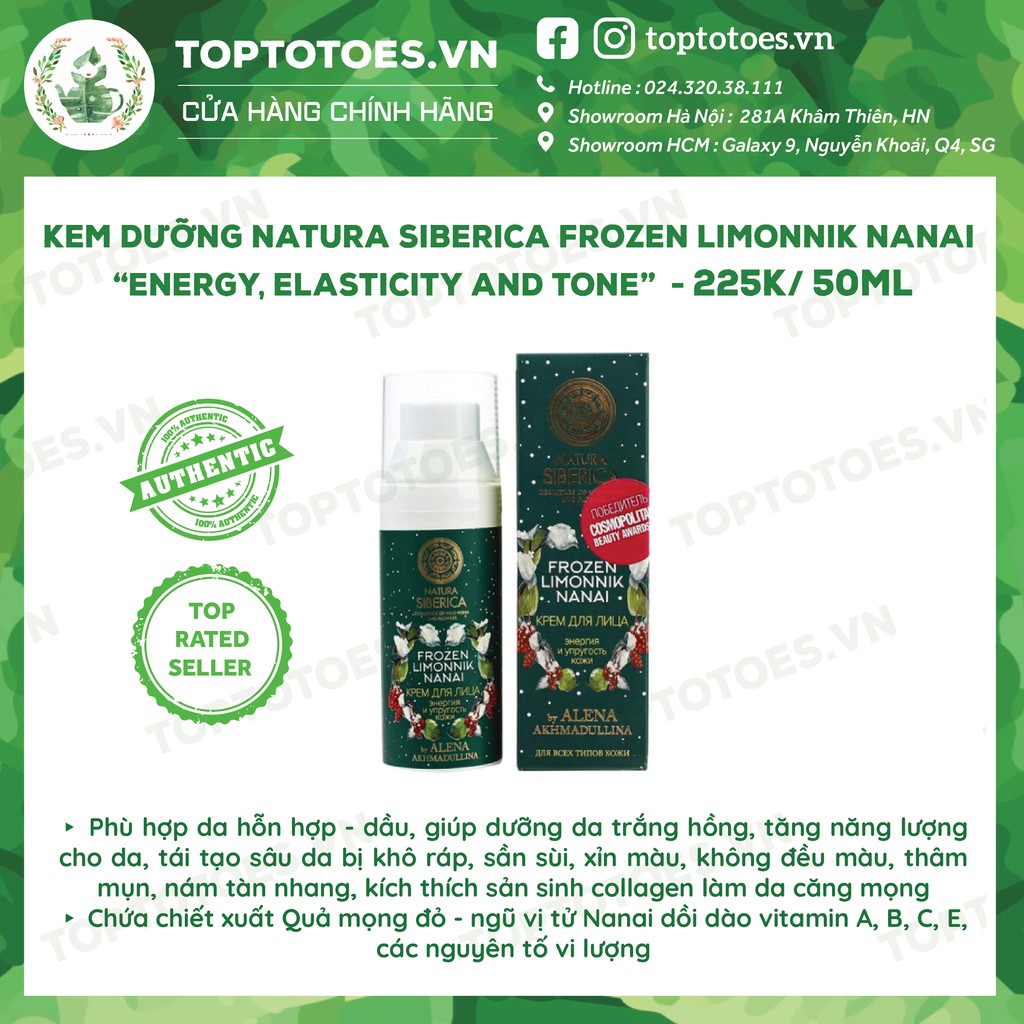 Kem dưỡng Natura Siberica Frozen Limonnik Nanai "Energy, Elasticity And Tone" dưỡng trắng hồng & tái tạo da