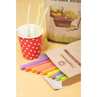 Gói 300 ống hút ngũ cốc từ bột gạo dùng uống nước size 6.5mm mix màu VinaStraws