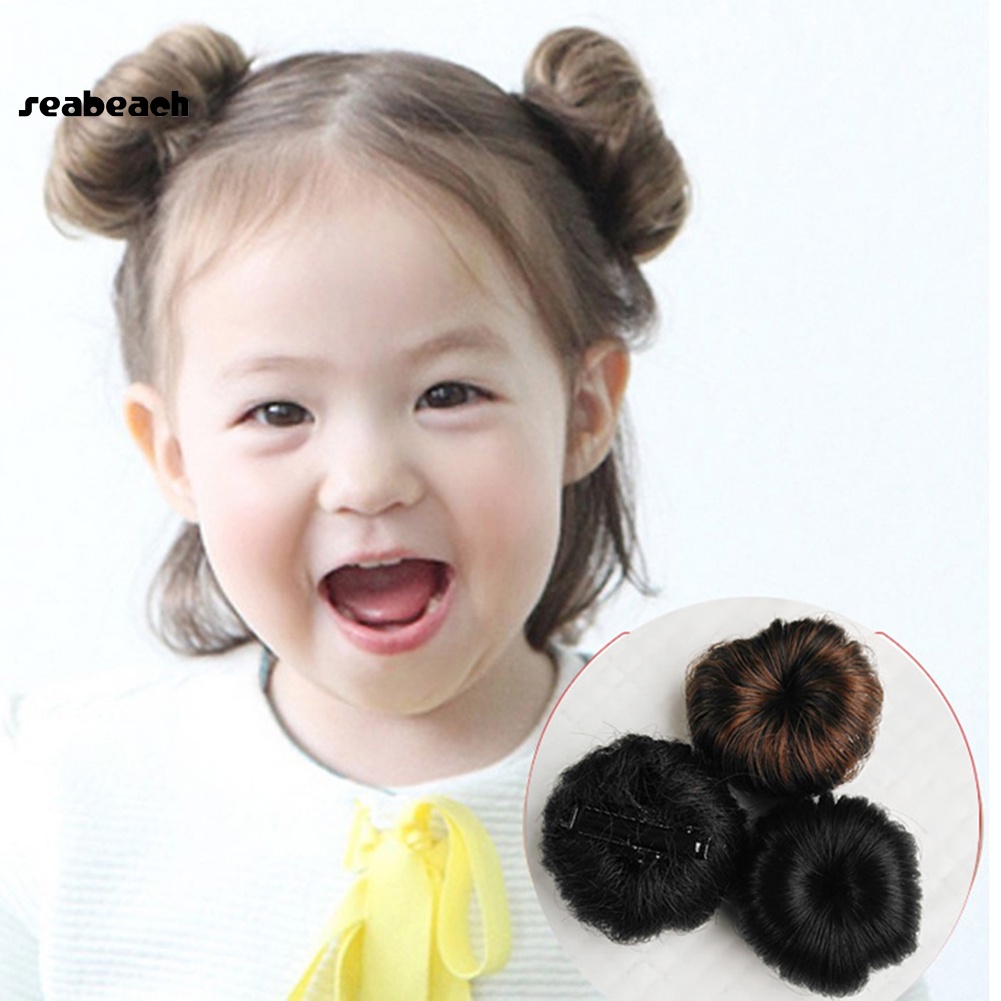 Búi tóc giả xoăn hình bánh donut xinh xắn cho bé gái