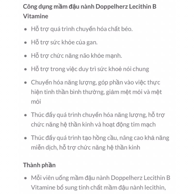 Viên uống mầm đậu nành Lecithin B Vitamine, 40v