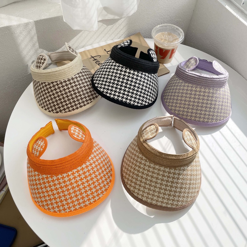 Mũ Cói Hở Chóp Tai Thỏ Chống Nắng Dễ Thương Cho Bé