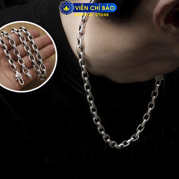 Dây chuyền bạc nam Lục Tự đại Minh Chân Ngôn Liên Hoa chất liệu bạc Thái 925 thương hiệu Viễn Chí Bảo D100155