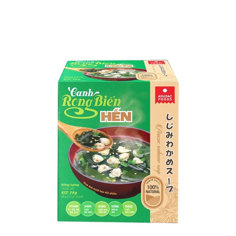 Hộp 10 gói Canh Rong biển Hến ASUZAC FOODS