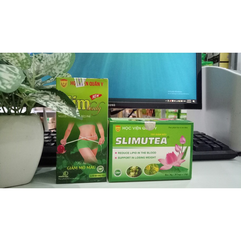 Giảm cân an toàn từ lá sen gồm 1 hộp sliimbody new + 1 hộp trà slimutea
