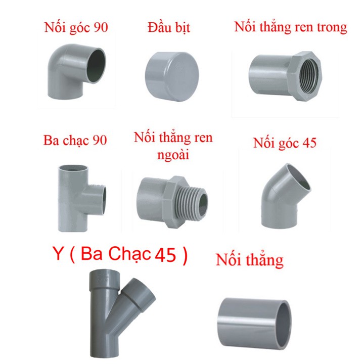 ( Phi 60 ) Phụ kiện ống nhựa Tìền Phong Nối Thẳng, Nút Bịt, Nối Góc, Ba Chạc, Đầu Bịt